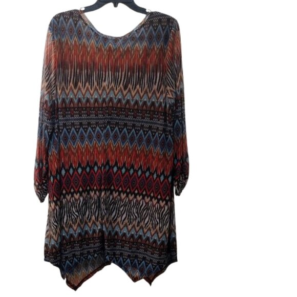 New Directions 2 pc. Maxi Skirt Set, Size 2X, Brown/blue/turquoise/red/tan/black - Picture 4 of 10